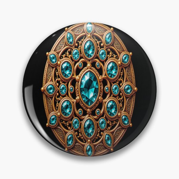 Item preview, Royal Turquoise Mandala Crystal - Baroque Gold Aquamarine Elven Crest designed and sold by Breezes-of-Ida.