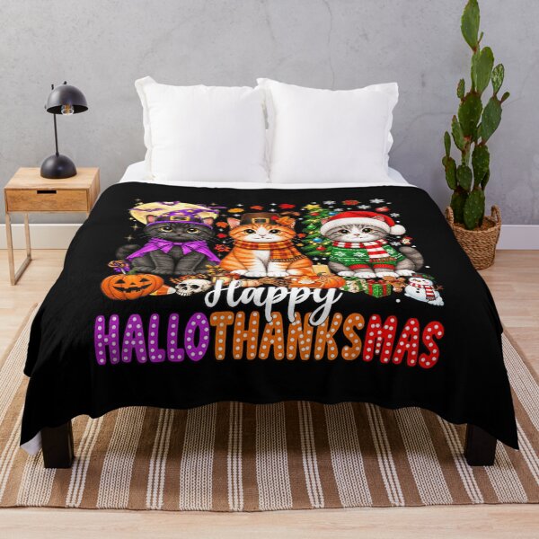 Item preview, Happy HalloThanksMas Cats Halloween Thanksgiving Christmas designed and sold by 68MadagascarZoo.