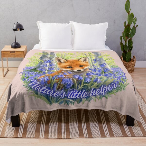 Item preview, Baby Fox in Bluebell Forest - Woodland Cottagecore Art designed and sold by OLYUS.