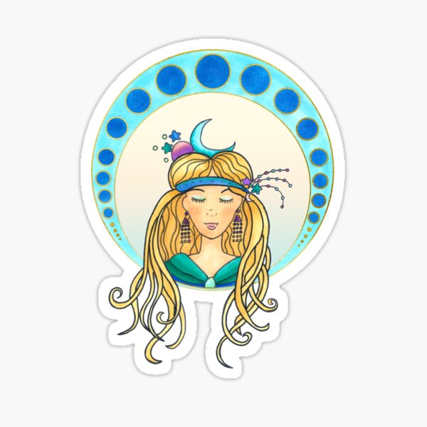 Moon lady - Art Nouveau Style Sticker