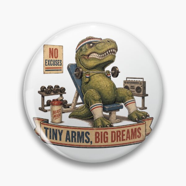 Item preview, Funny T-Rex Bench Press Tiny Arms Big Dreams Gym Humor designed and sold by CoolCrazyChaos.