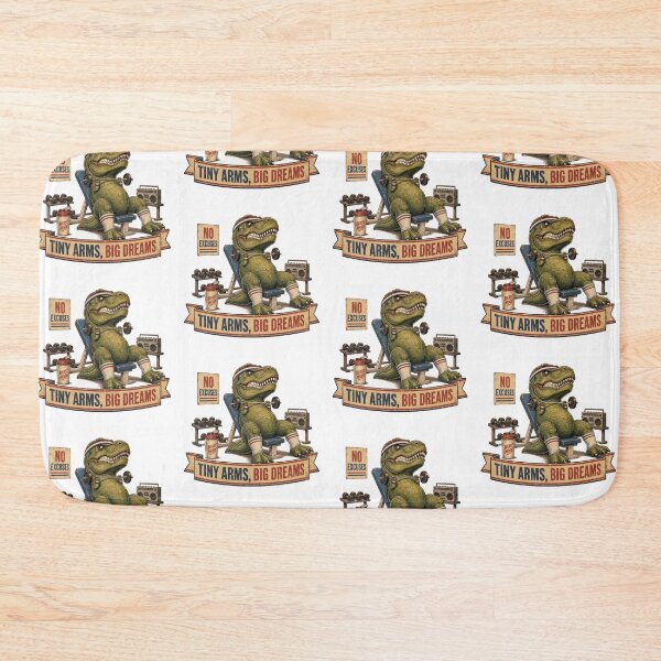 Item preview, Funny T-Rex Bench Press Tiny Arms Big Dreams Gym Humor designed and sold by CoolCrazyChaos.