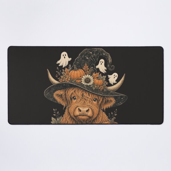 Item preview, Vintage Highland Cow Witch Halloween Pumpkins designed and sold by AilinsDesigns.
