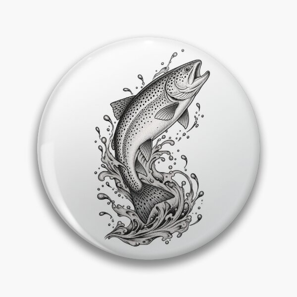 Item preview, Leaping trout with water lines designed and sold by OddlyNatural.
