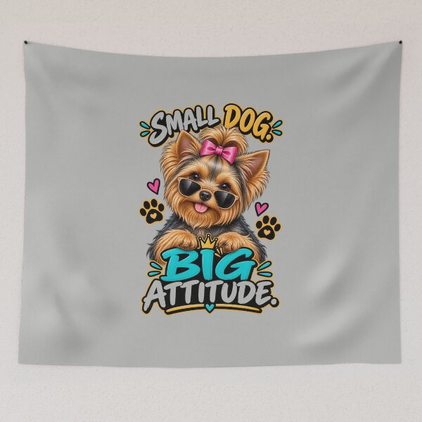 Item preview, Small Dog Big Attitude - Cool Yorkie With Sunglasses Cute Puppy designed and sold by Yorkie Magic Studio .