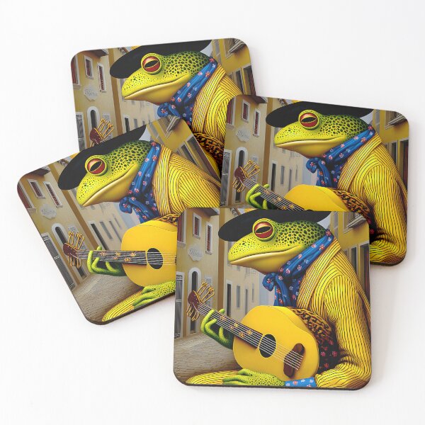 Item preview, Stylish Frog Playing Guitar in Vibrant Colors designed and sold by Artessie.