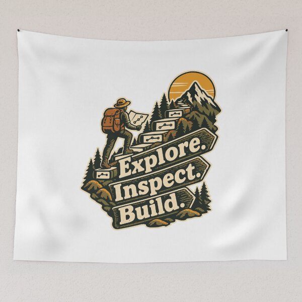 Item preview, Explore Inspect Build Repository Expedition Graphic designed and sold by ThreadQuirk.