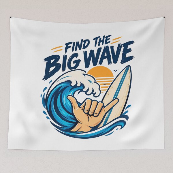 Item preview, Find the Big Wave – Retro Surfing Graphic designed and sold by GooniSL.