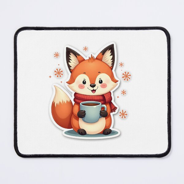 Item preview, Cute Fox with Red Scarf and Hot Cocoa Cozy Christmas designed and sold by MilaPrintify.