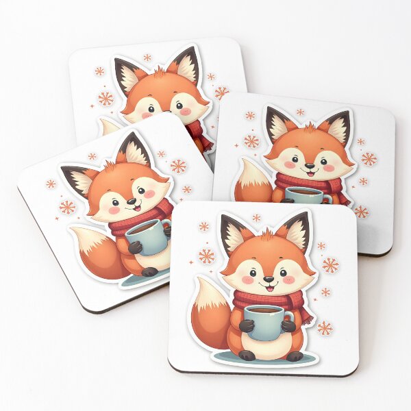 Item preview, Cute Fox with Red Scarf and Hot Cocoa Cozy Christmas designed and sold by MilaPrintify.