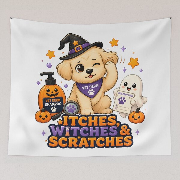 Item preview, Itches, Witches & Scratches – Funny Veterinary Dermatology Halloween Design designed and sold by Bettybee00.