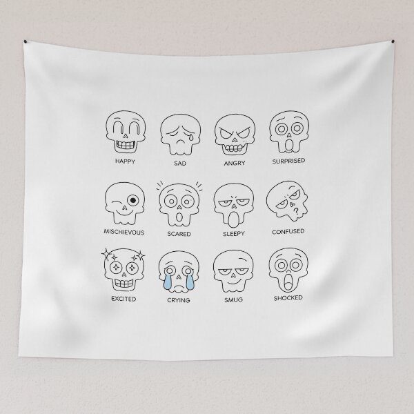 Item preview, Cute Skull Emotions Mood Chart – Funny Minimalist Halloween Skull Face Expression designed and sold by FestivityFinds.