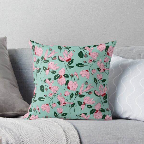 Item preview, Pink and Green Floral Pattern with Green Background designed and sold by Kalite.