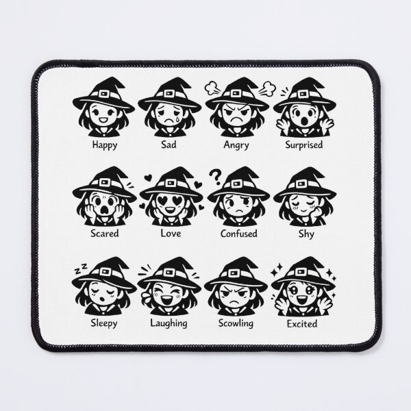 Item preview, Cute Witch Emotions Mood Chart – Kawaii Halloween Witch Face Expression designed and sold by FestivityFinds.
