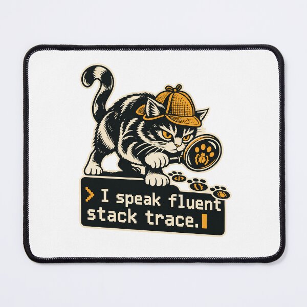 Item preview, I Speak Fluent Stack Trace Detective Cat designed and sold by ThreadQuirk.
