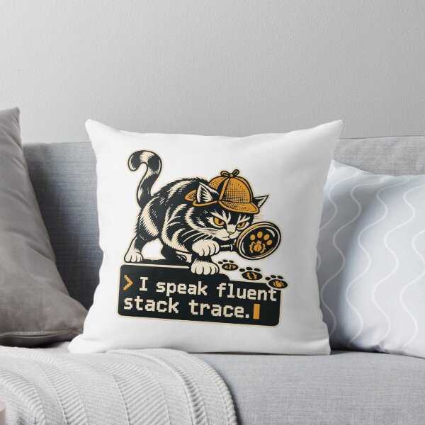 Item preview, I Speak Fluent Stack Trace Detective Cat designed and sold by ThreadQuirk.