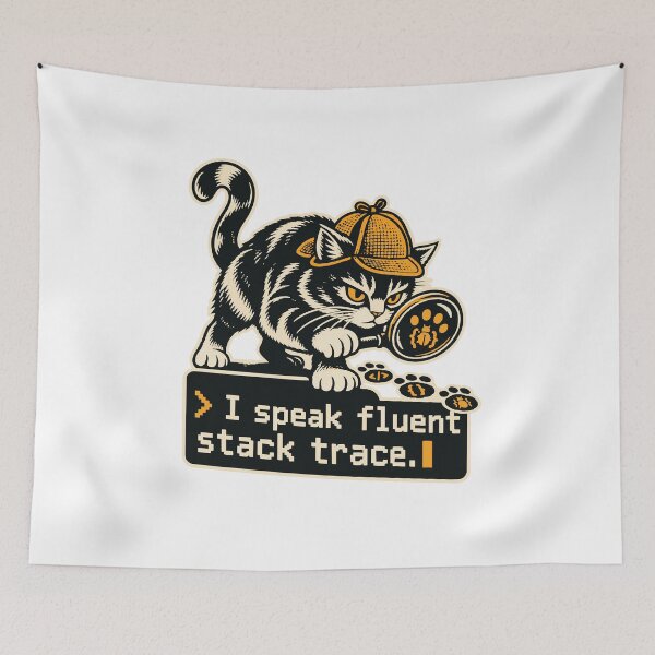 Item preview, I Speak Fluent Stack Trace Detective Cat designed and sold by ThreadQuirk.