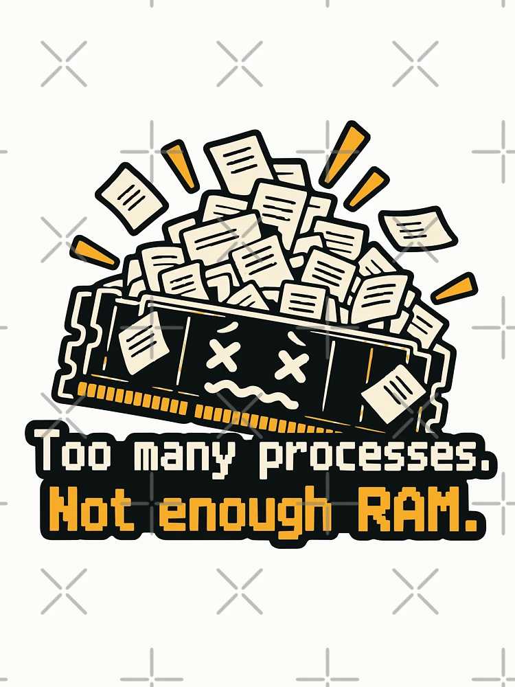 Thumbnail 6 of 6, Pullover Sweatshirt, Too Many Processes Not Enough RAM Developer Humor designed and sold by ThreadQuirk.