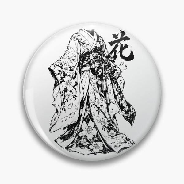 Item preview, Monochrome Japanese Sakura Kimono with Kanji designed and sold by bapupa.
