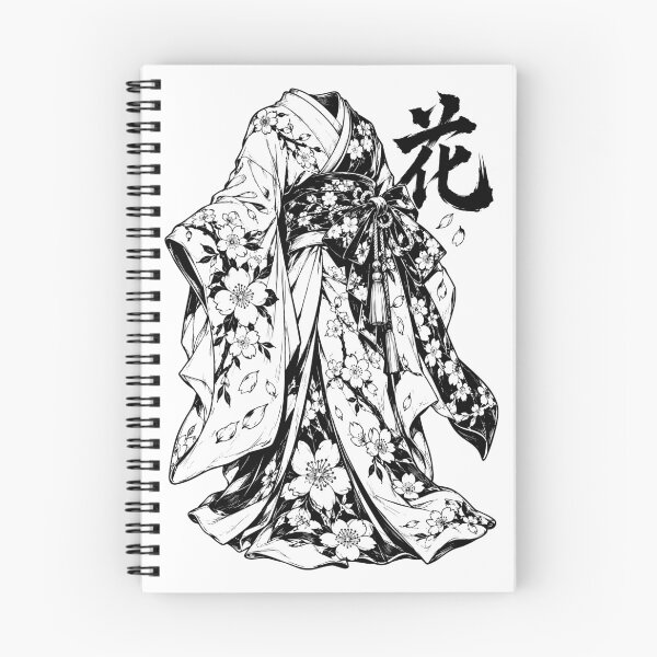 Item preview, Monochrome Japanese Sakura Kimono with Kanji designed and sold by bapupa.
