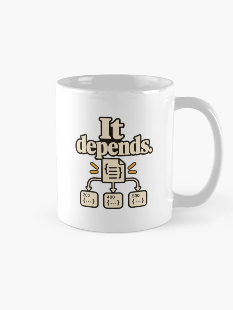 Thumbnail 3 of 6, Coffee Mug, It Depends API Contract Developer Humor designed and sold by ThreadQuirk.