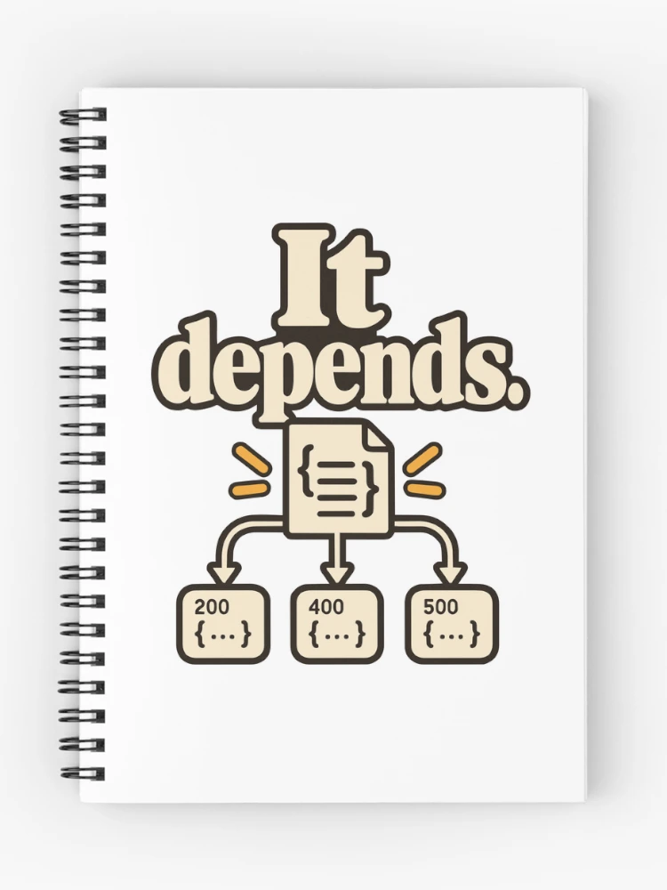 Thumbnail 1 of 3, Journal, It Depends API Contract Developer Humor designed and sold by ThreadQuirk.