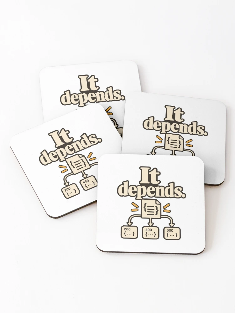 Thumbnail 1 of 5, Coasters (Set of 4), It Depends API Contract Developer Humor designed and sold by ThreadQuirk.