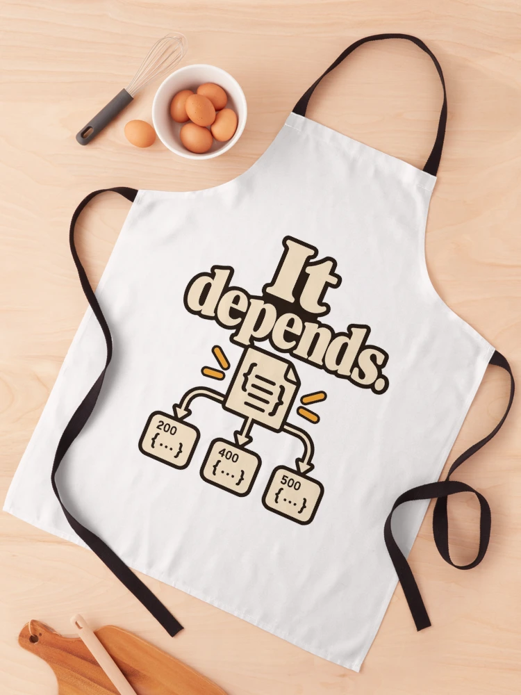 Thumbnail 1 of 6, Apron, It Depends API Contract Developer Humor designed and sold by ThreadQuirk.
