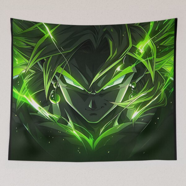 Item preview, Broly | Emerald Power Warrior – Glowing Green Aura Dark Anime Fantasy Art designed and sold by Dyan4.