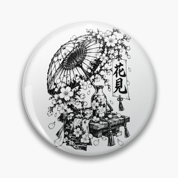 Item preview, Monochrome Japanese Hanami Festival Ink Still Life designed and sold by bapupa.