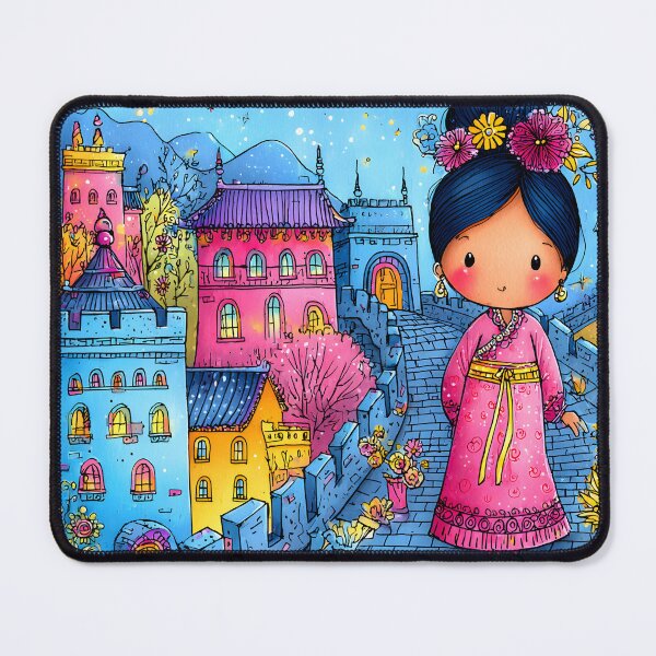 Item preview, Charming Colorful Cultural Landscape with a Girl designed and sold by Artessie.
