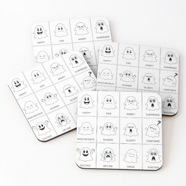 Item preview, Cute Ghost Emotions Mood Chart – Kawaii Halloween Ghost Face Expression designed and sold by FestivityFinds.