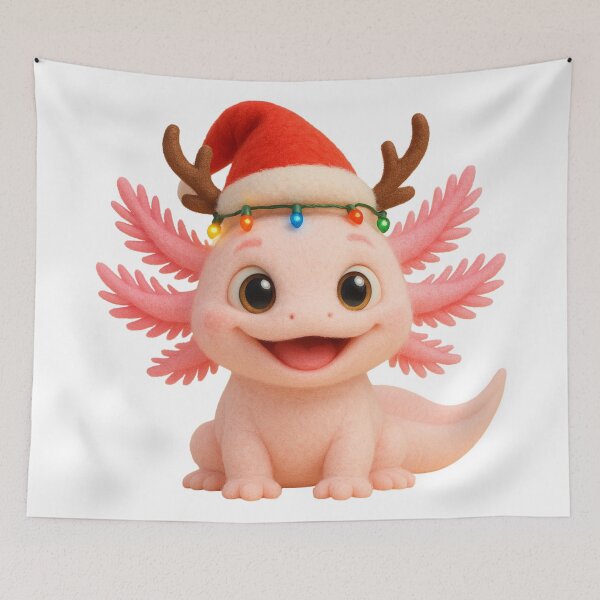 Item preview, Merry Leucistic Axolotl Christmas designed and sold by Sillytoe.