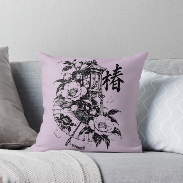 Item preview, Ink-Washed Japanese Camellias and Lantern designed and sold by bapupa.