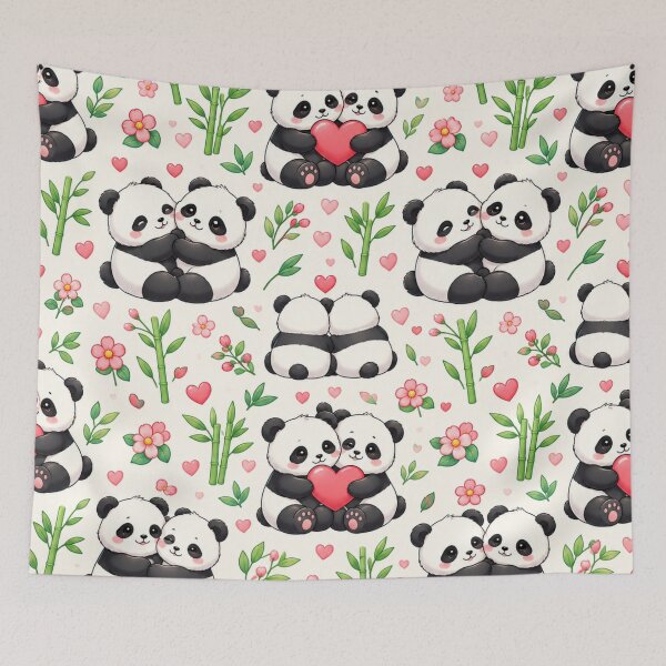 Item preview, Cute Panda Hugging Hearts Nursery Seamless Pattern designed and sold by Shivora Studio.