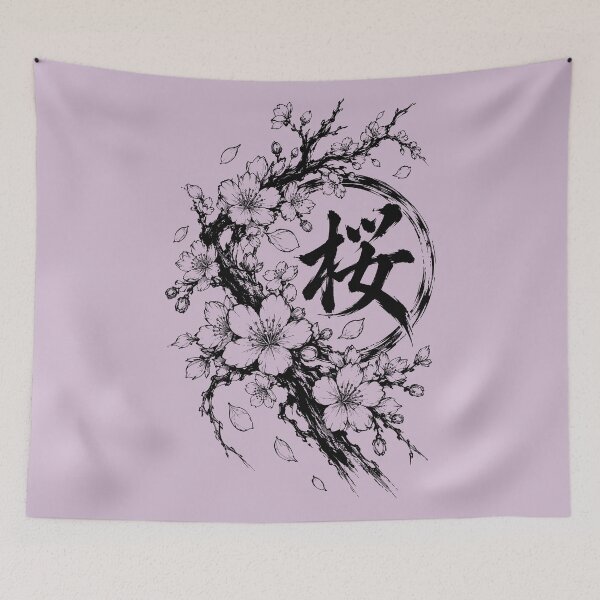 Item preview, Ink Sakura Branch with Enso and Kanji designed and sold by bapupa.