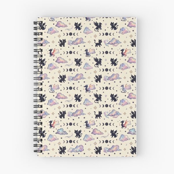 Item preview, Celestial Winged Dragons & Cats – Magical Watercolor Pattern designed and sold by GrafikShopCo.