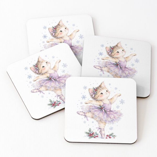 Item preview, Watercolor Ballerina Kitten in Winter Snow designed and sold by Watercolorsart.