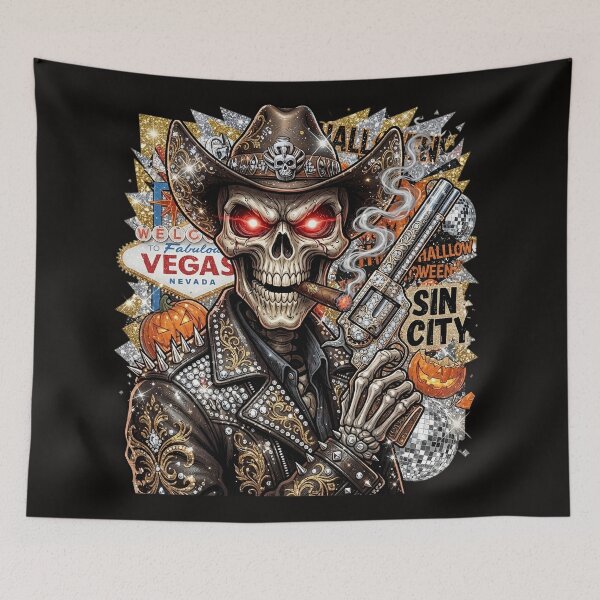 Item preview, Mafia Skeleton Cowboy Cigar Pumpkin Halloween designed and sold by Voodoo Store Paranormal Collections.