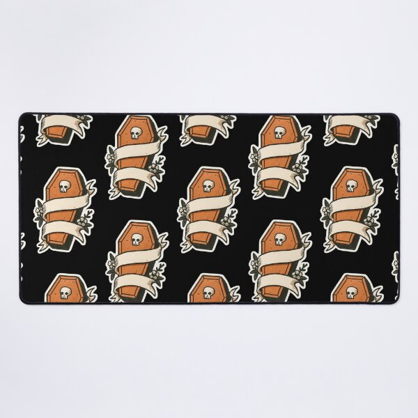 Item preview, Gothic Orange Coffin Skull with Banners and Flowers designed and sold by FestivityFinds.