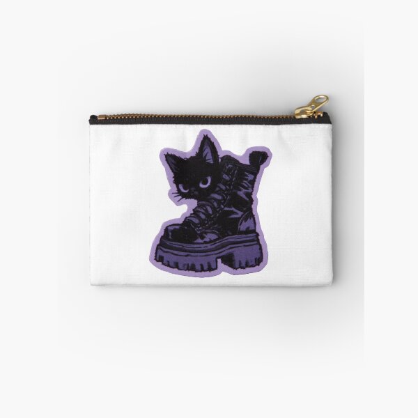 Item preview, Black Cat in Combat Boot – Purple Pastel Goth Sticke designed and sold by Audra-studio.