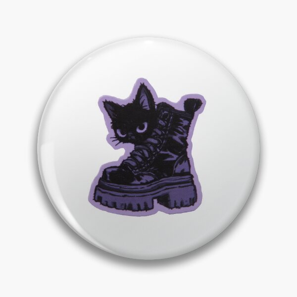 Item preview, Gato negro con bota militar – Pegatina gótica pastel morada designed and sold by Audra-studio.