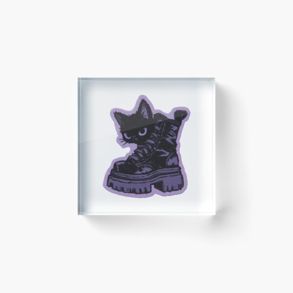 Item preview, Black Cat in Combat Boot – Purple Pastel Goth Sticke designed and sold by Audra-studio.