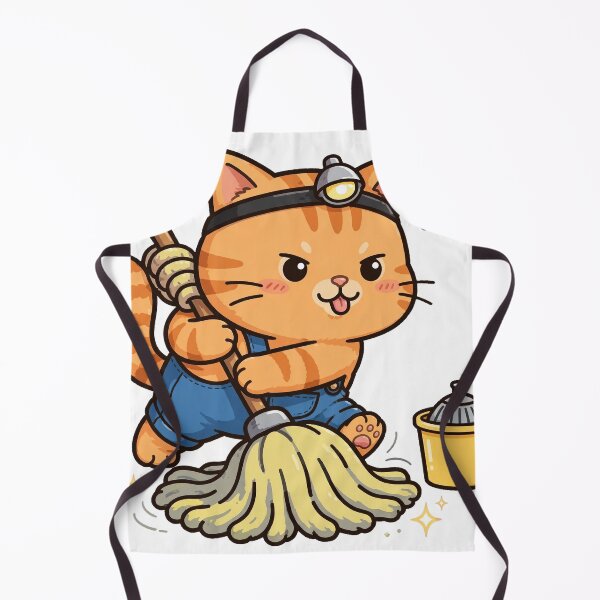 Item preview, Hardworking Janitor Cat Mop Bucket Shine designed and sold by Dlvznbm.