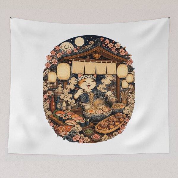 Item preview, Ramen Stall Cat | Ukiyo-e Cat | Japanese Design designed and sold by JapanMemoir.