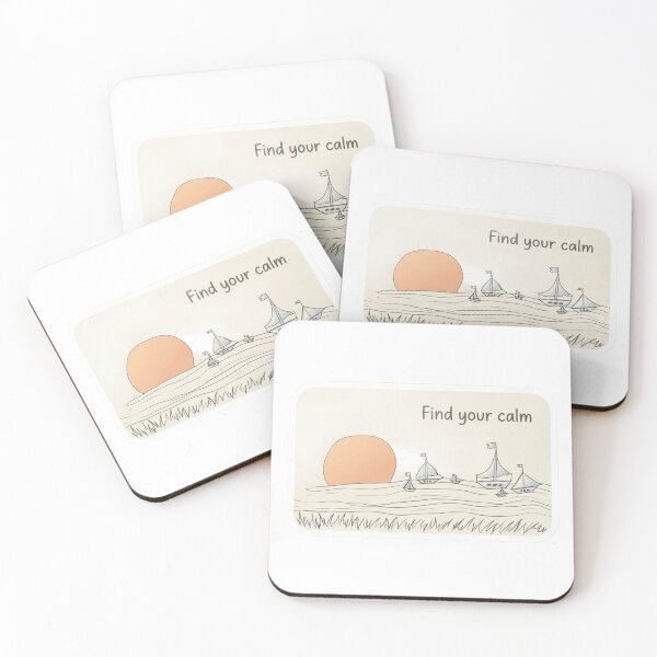 Item preview, Find Your Calm - Minimalist Sunset Sailboats Art designed and sold by UkrainianSpain.