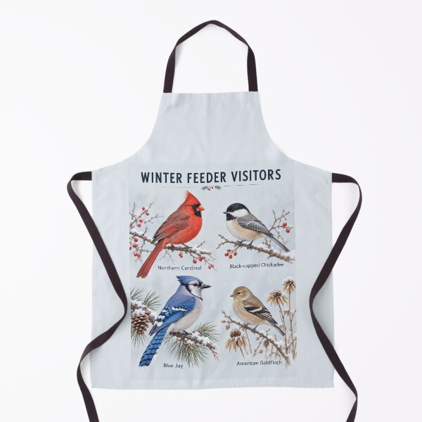Item preview, Winter Feeder Visitors – North American Backyard Birds Identification Art designed and sold by astersgraphics.