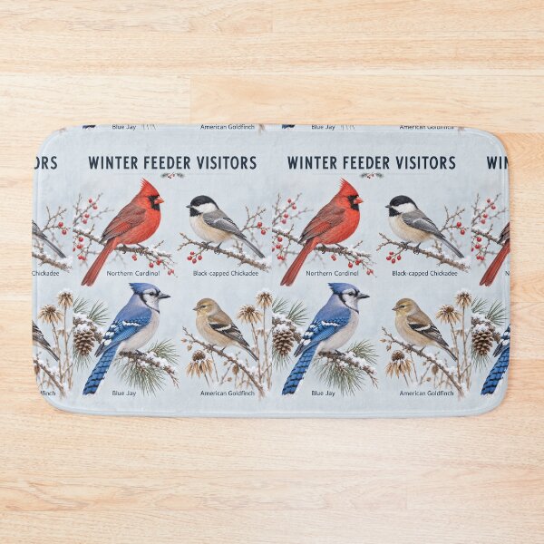 Item preview, Winter Feeder Visitors – North American Backyard Birds Identification Art designed and sold by astersgraphics.