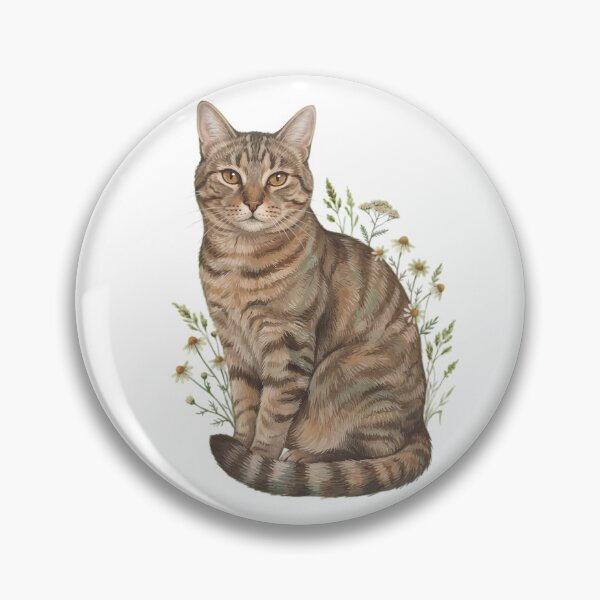 Artikelvorschau, Tabby Cat in Wildflower Meadow Cottagecore Floral Art entworfen und verkauft von Alt Casterwill .
