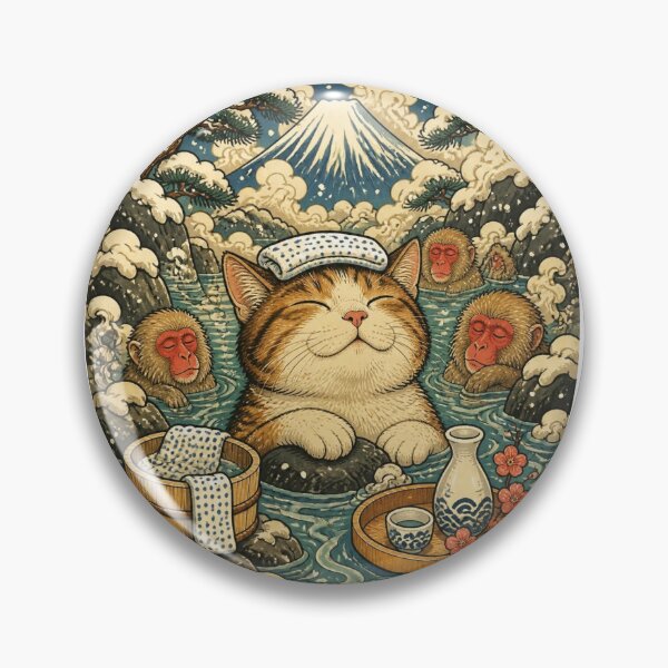 Item preview, Onsen Cat | Ukiyo-e Cat | Japanese Design designed and sold by JapanMemoir.